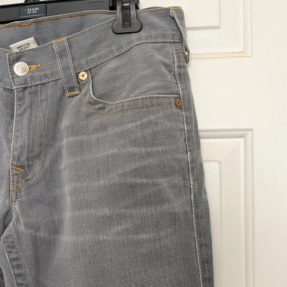 True Religion Men's Bobby Straight Relaxed Grey Crisp Wash Size 33